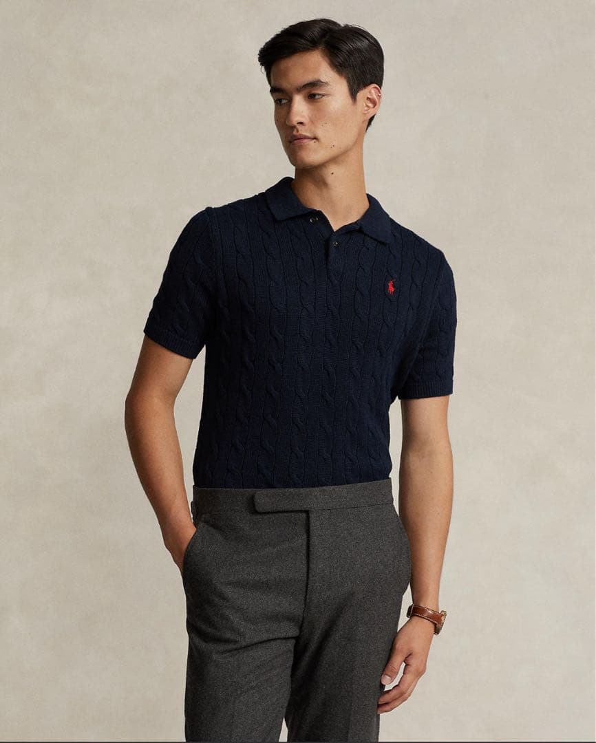 POLO RALPH LAUREN ケーブルニット コットン ポロカラー