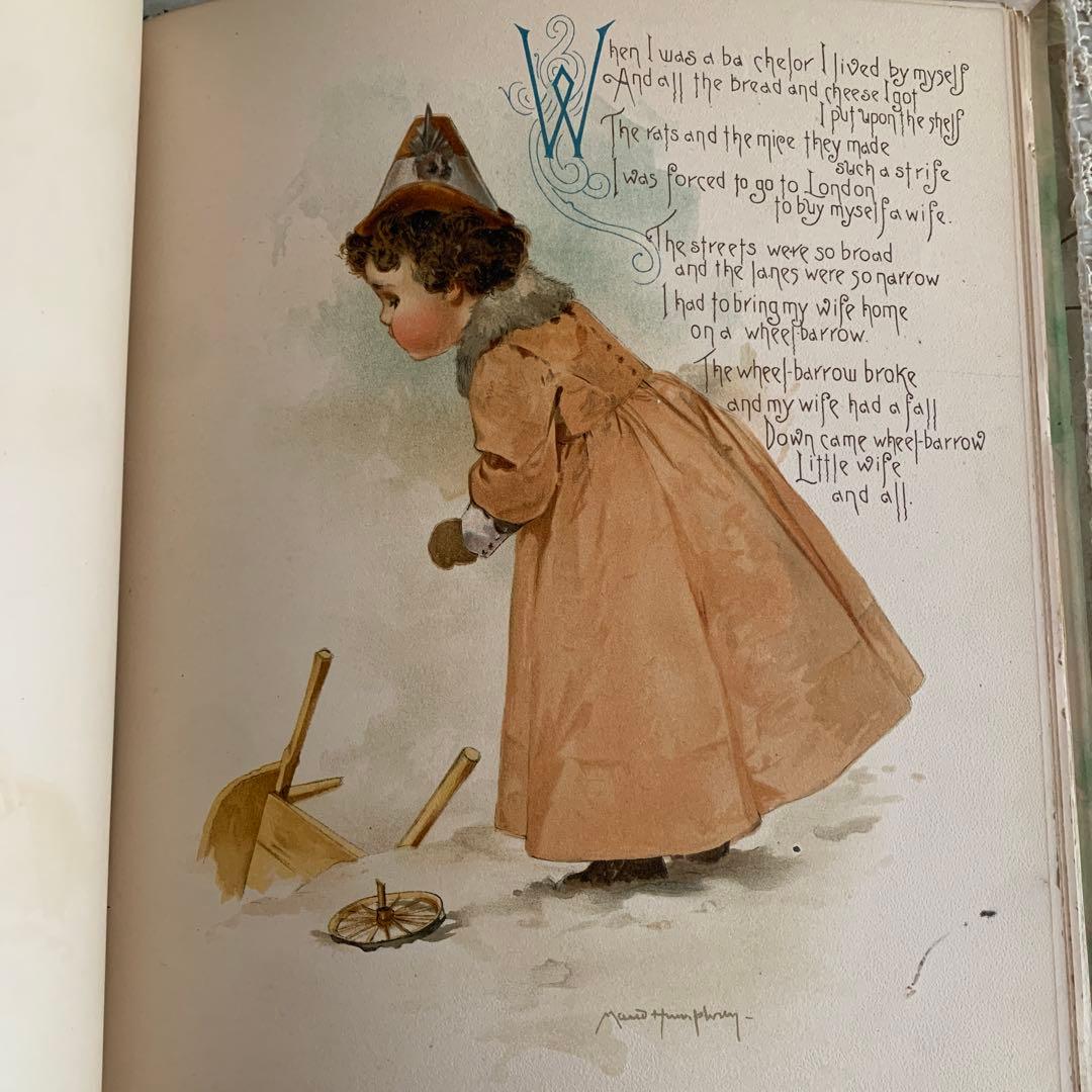 超稀少1891年アンティーク美しい挿絵の絵本マザーグース洋書モードハンフリー古書