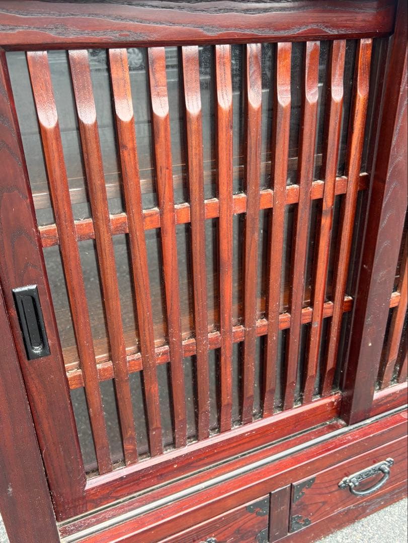 赤*こ様 木製　棚　和風　レトロ　アンティーク　キャビネット　茶棚　戸棚　民芸家