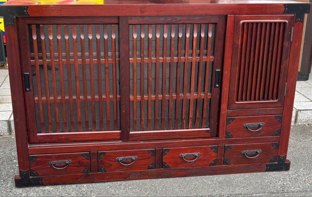 赤*こ様 木製　棚　和風　レトロ　アンティーク　キャビネット　茶棚　戸棚　民芸家