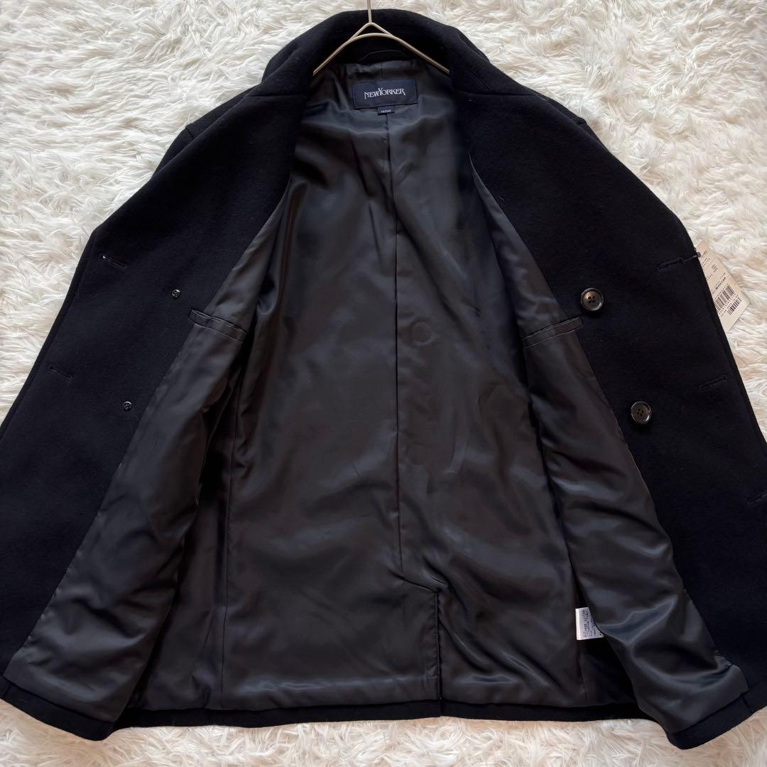 新品タグ付き✨ニューヨーカー　ピーコート　ネイビー【L】ウール　ダブルブレスト