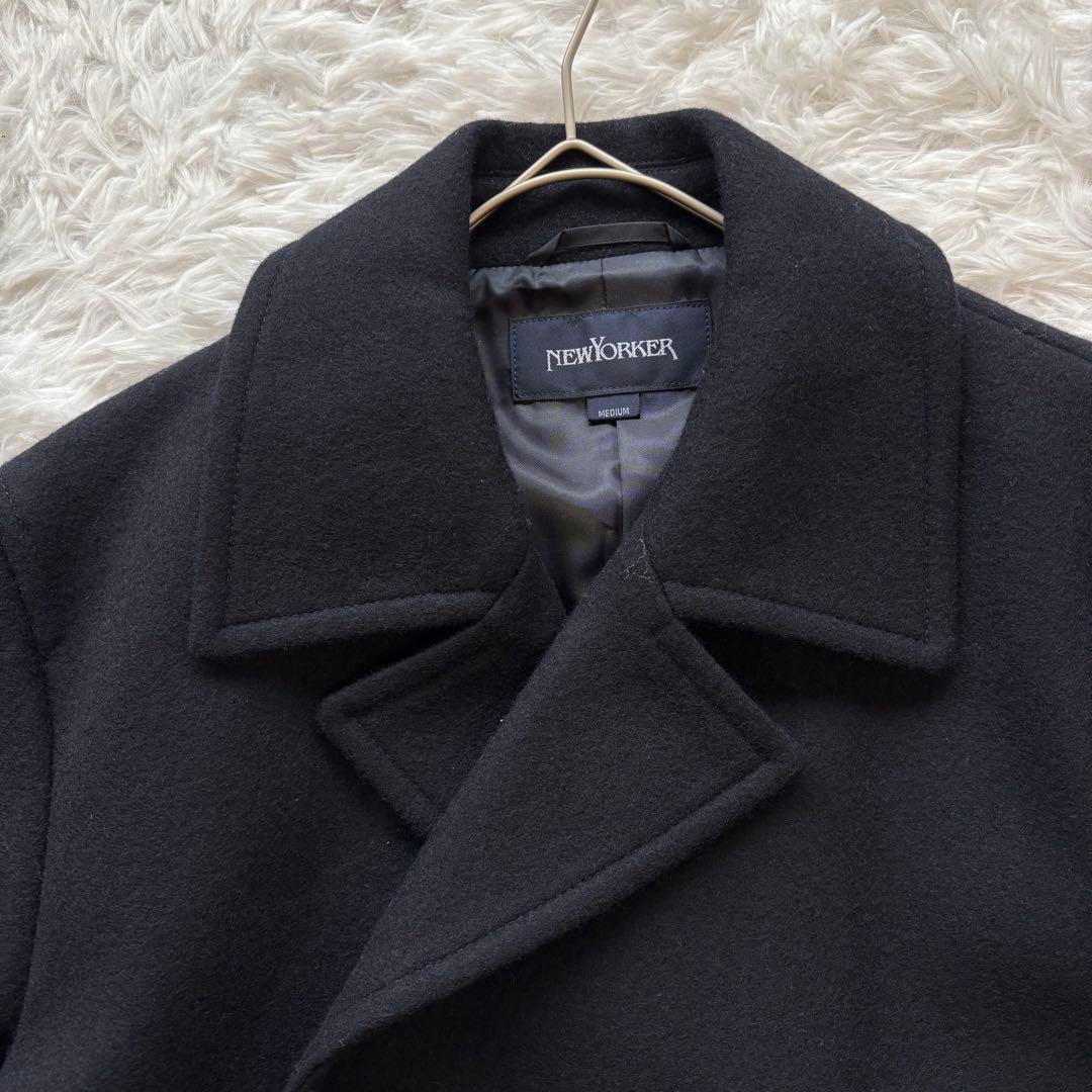 新品タグ付き✨ニューヨーカー　ピーコート　ネイビー【L】ウール　ダブルブレスト