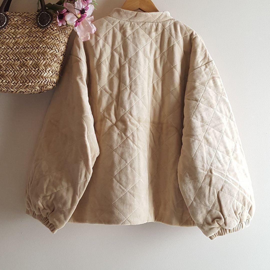 新品　SM2☆ベージュ／ベロア中綿キルトジャケット