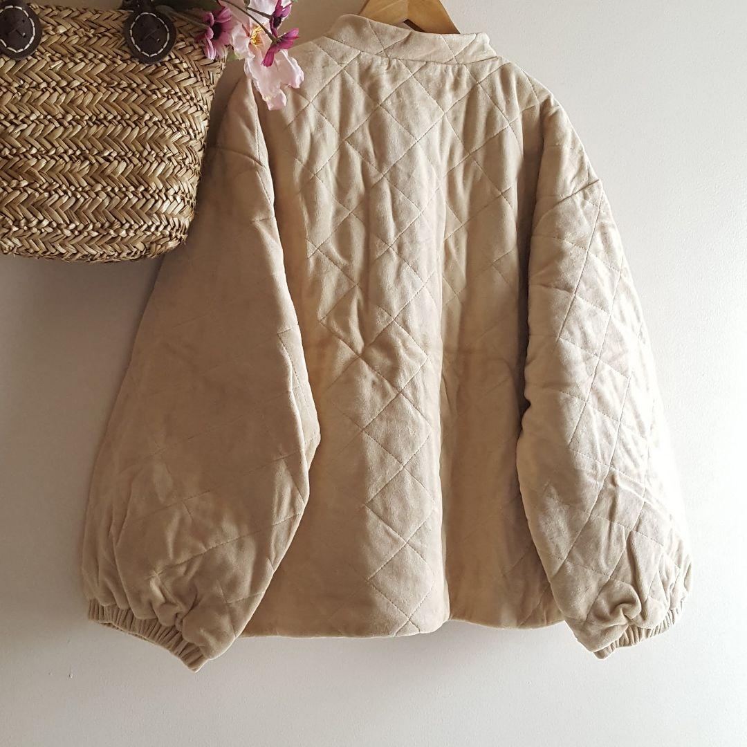 新品　SM2☆ベージュ／ベロア中綿キルトジャケット