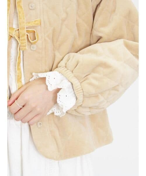 新品　SM2☆ベージュ／ベロア中綿キルトジャケット