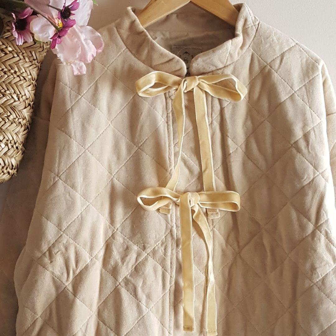 新品　SM2☆ベージュ／ベロア中綿キルトジャケット