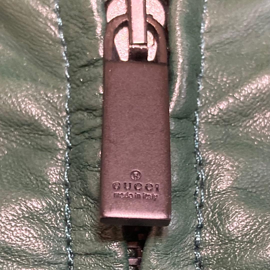 GUCCI ダークグリーン レザージャケット 38 ★匿名配送★