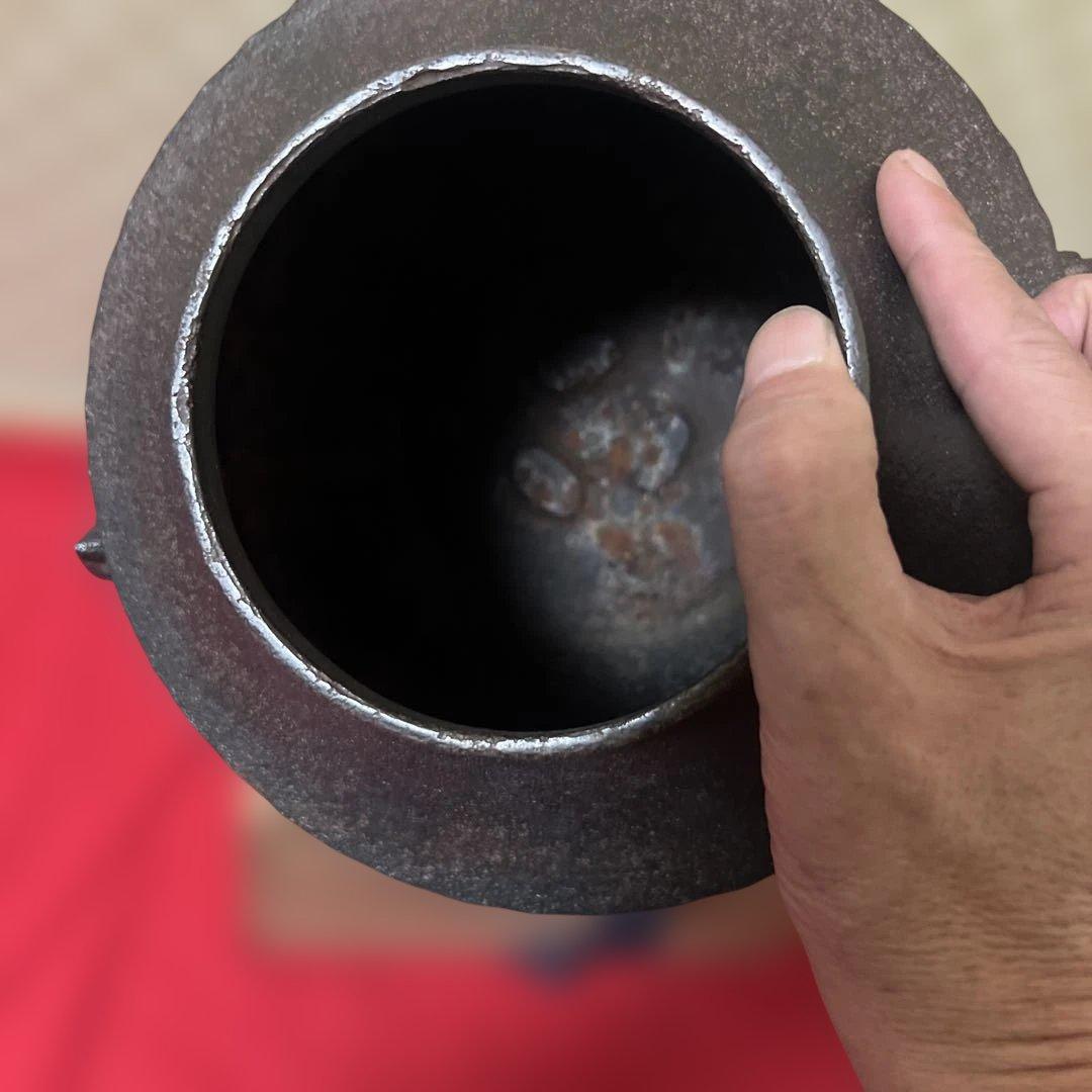 茶道具　釜師　高橋敬典　作　亀甲地紋釜　供箱