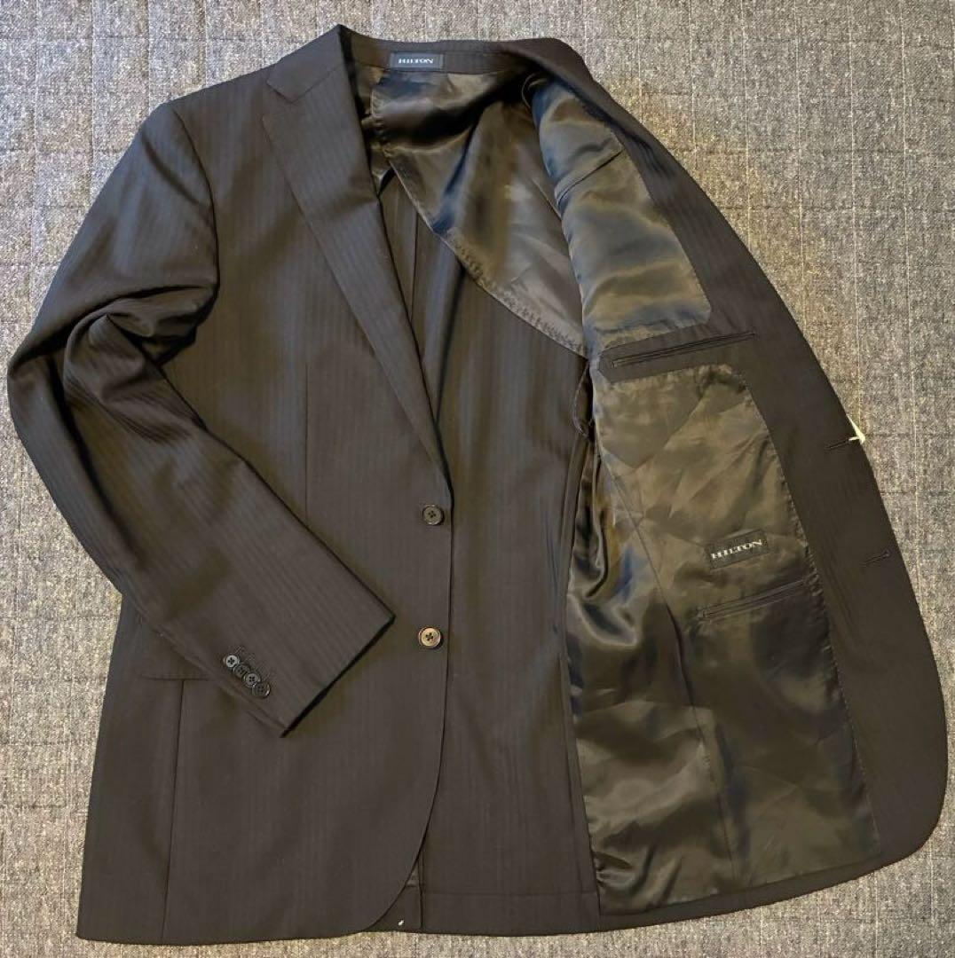 ヒルトン　HILTON スーツ　ストライプ　ブラック　super120's