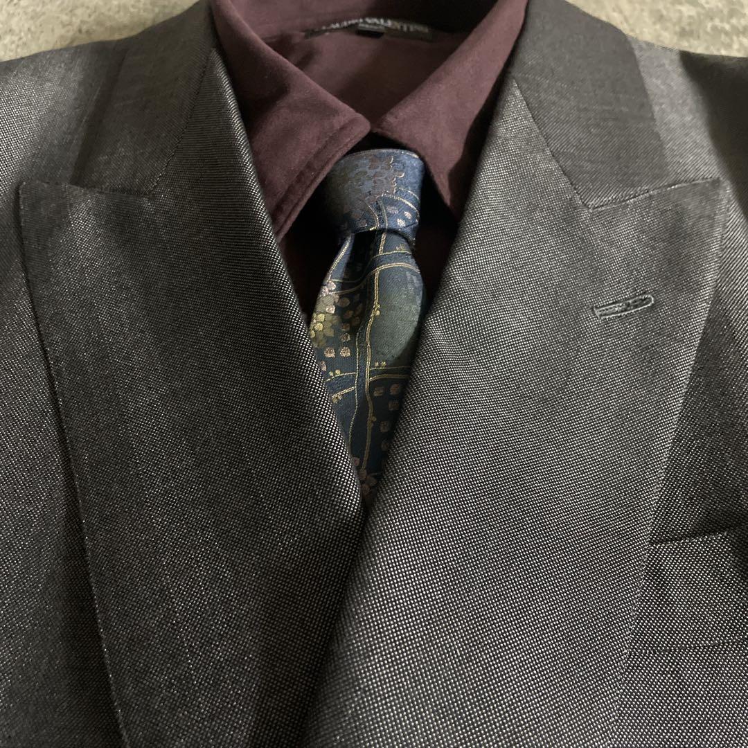 極美品 BALENCIAGAネクタイ England製 極上ウール ダブルスーツ