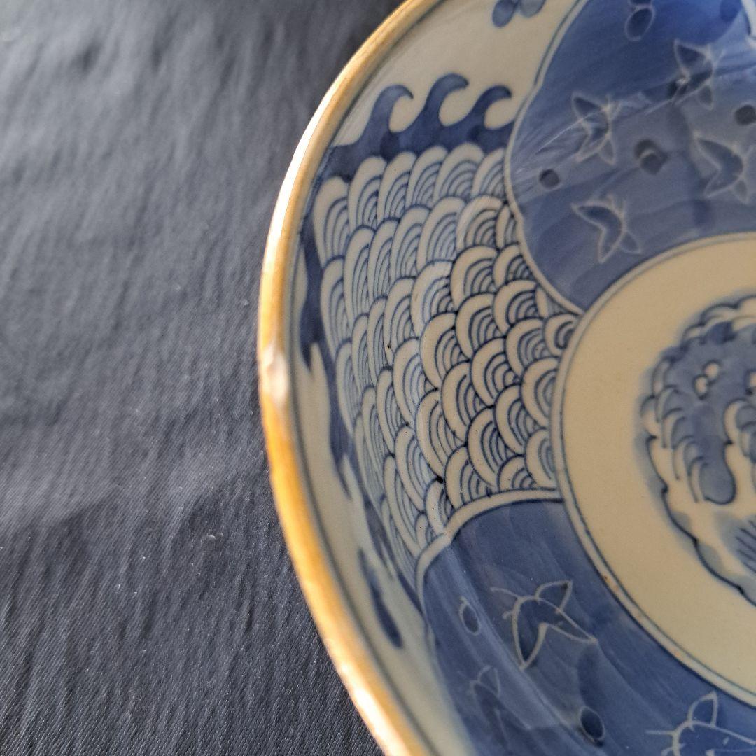 「あふれる青海波(せいがいは)模様！」古伊万里染付鉢 3客セット 骨董アンティー