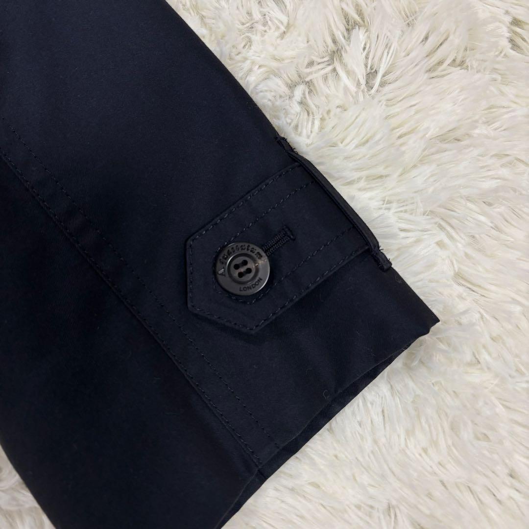 アクアスキュータム ステンカラーコート ネイビー 日本製 チェック裏地　ミドル丈