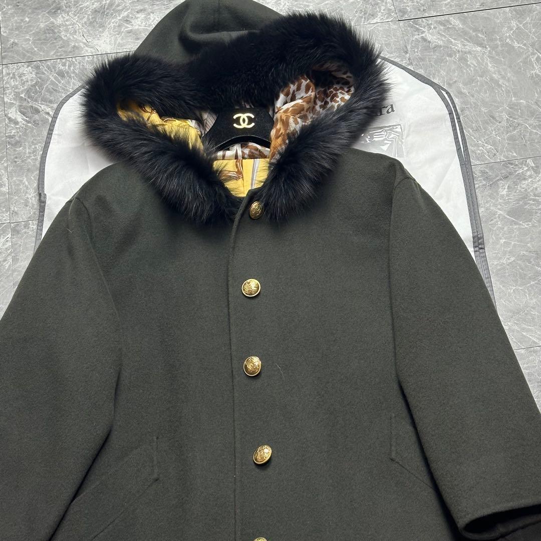 極美品♡最高級カシミヤ100% スパダチーニ コート　金ボタン　フォックスファー