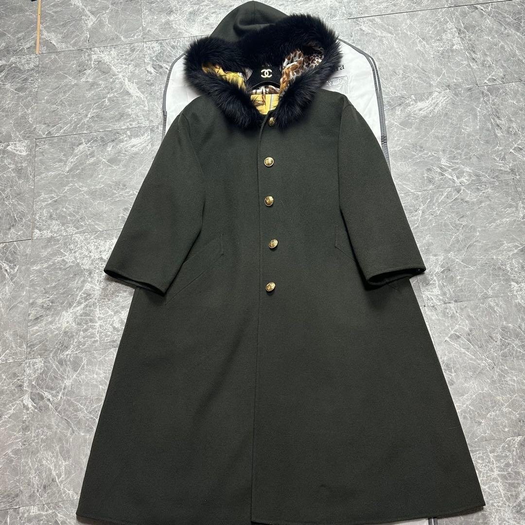極美品♡最高級カシミヤ100% スパダチーニ コート　金ボタン　フォックスファー