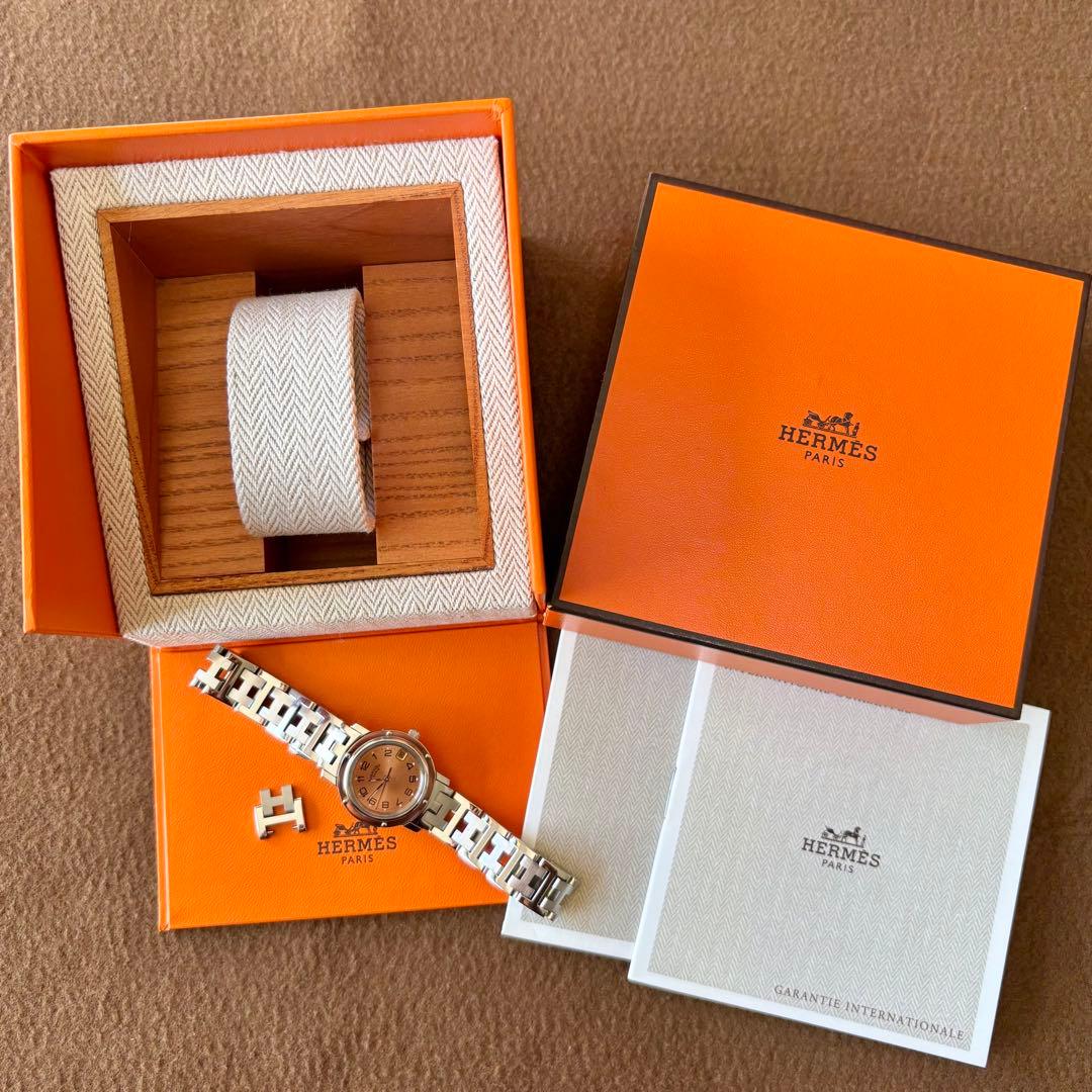 【HERMES】✨極美品✨ クリッパー レディース 腕時計 ピンクゴールド文字盤