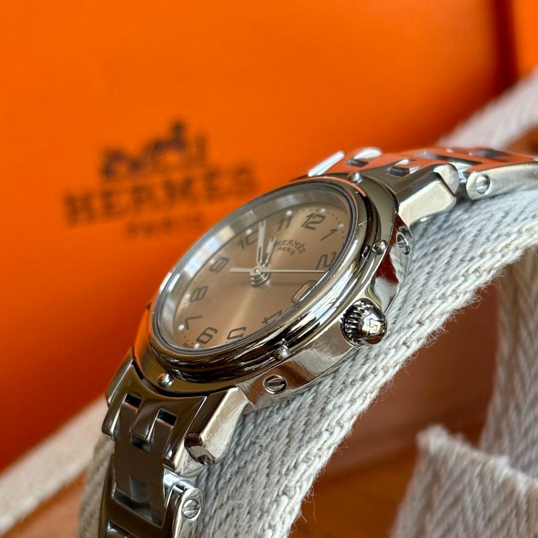 【HERMES】✨極美品✨ クリッパー レディース 腕時計 ピンクゴールド文字盤
