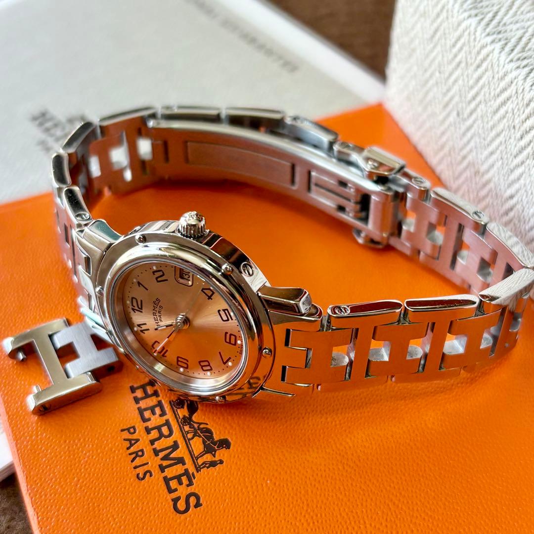 【HERMES】✨極美品✨ クリッパー レディース 腕時計 ピンクゴールド文字盤