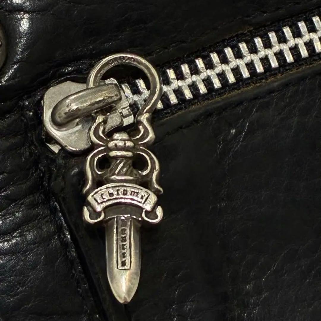 【専用】CHROME HEARTSクロムハーツ ウェーブウォレットブラックレザー