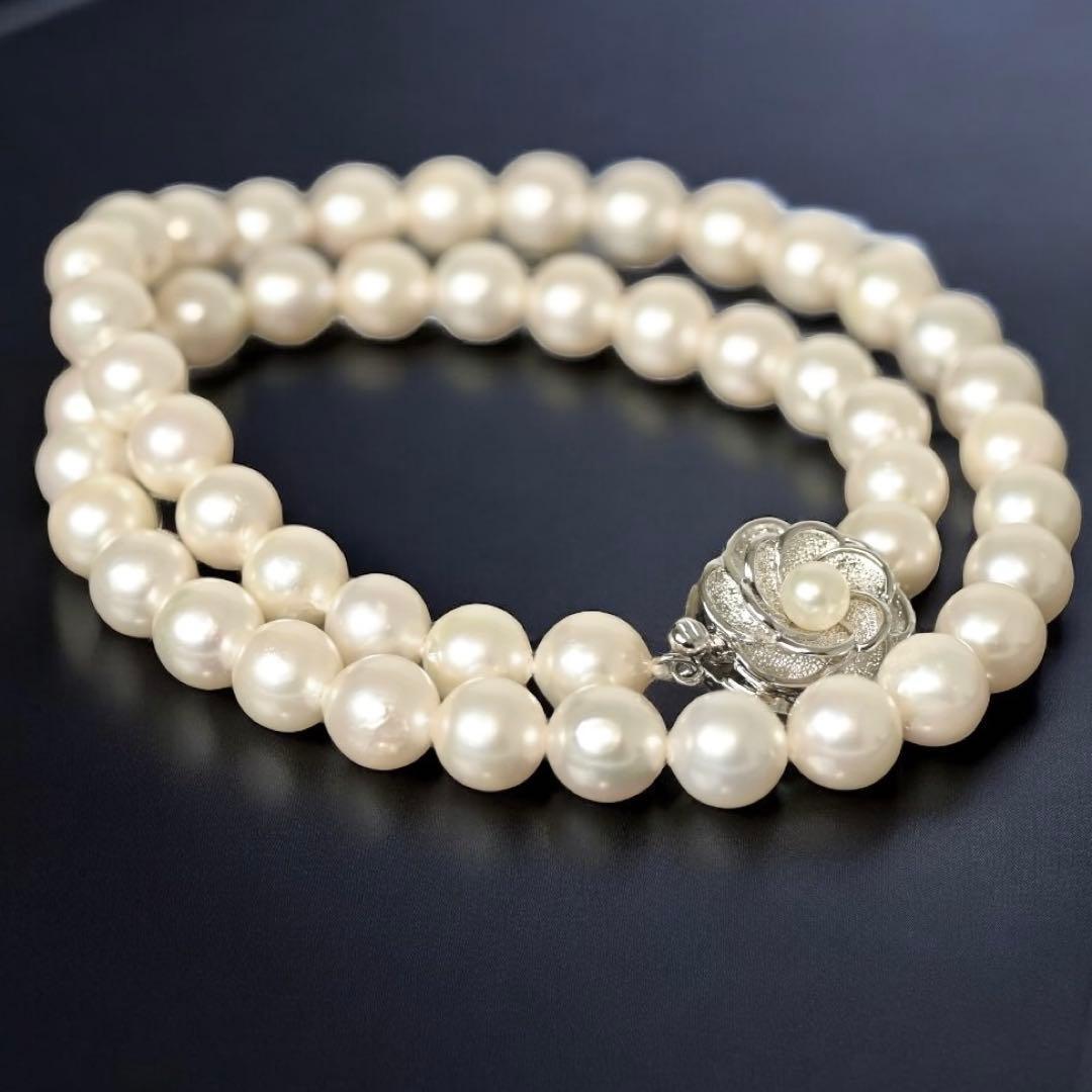 【極上】ツツミ　アコヤ　パール　大珠　本真珠　ネックレス　シルバー　8.5mm