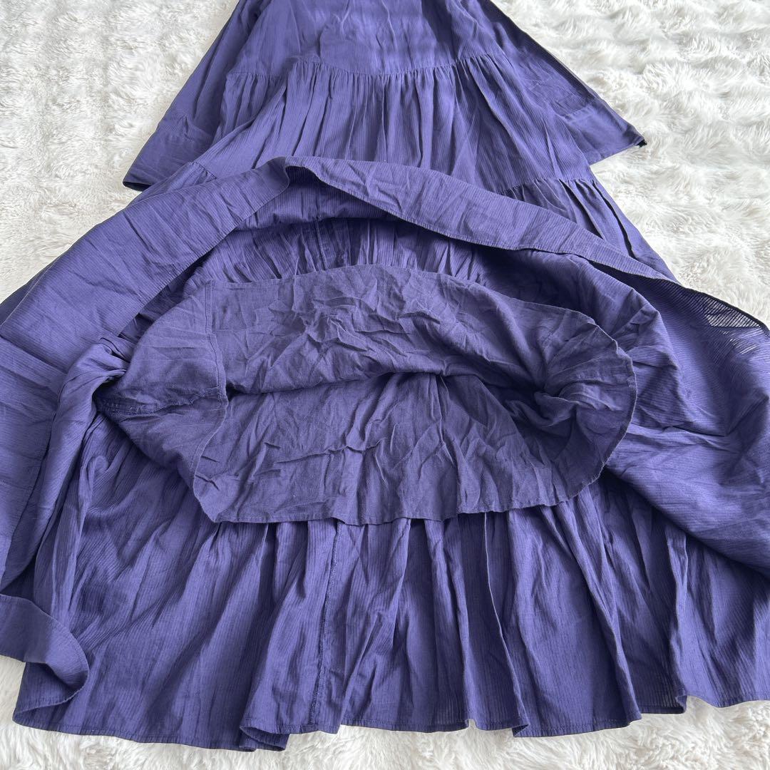 ヌキテパ★ドビー パネル Vネックドレス　ワンピース　ティアード　パープル