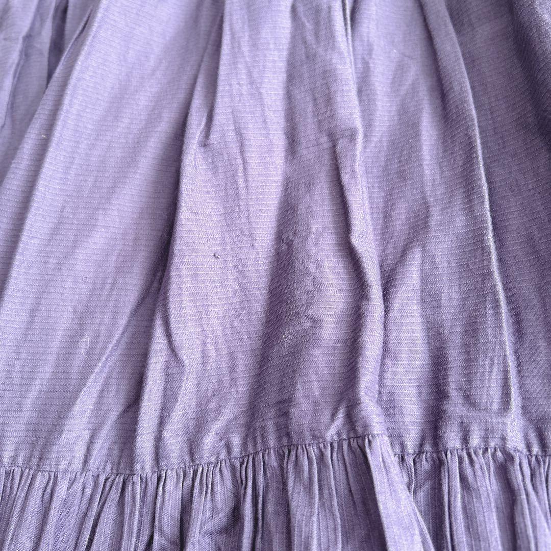 ヌキテパ★ドビー パネル Vネックドレス　ワンピース　ティアード　パープル
