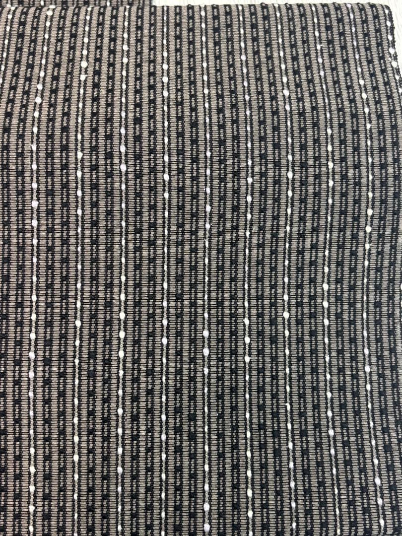 越後紙布 八寸名古屋帯 正絹 縞柄 黒×生成り 伝統工芸 上品 美品