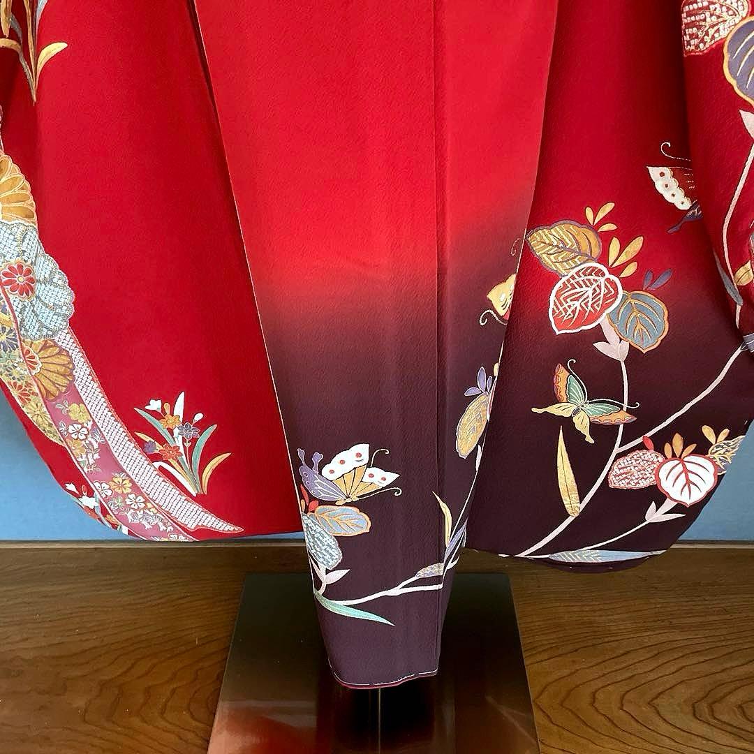 振袖フルセット　高身長　新品　手描き友禅　成人式振袖　振袖　裄丈69 赤