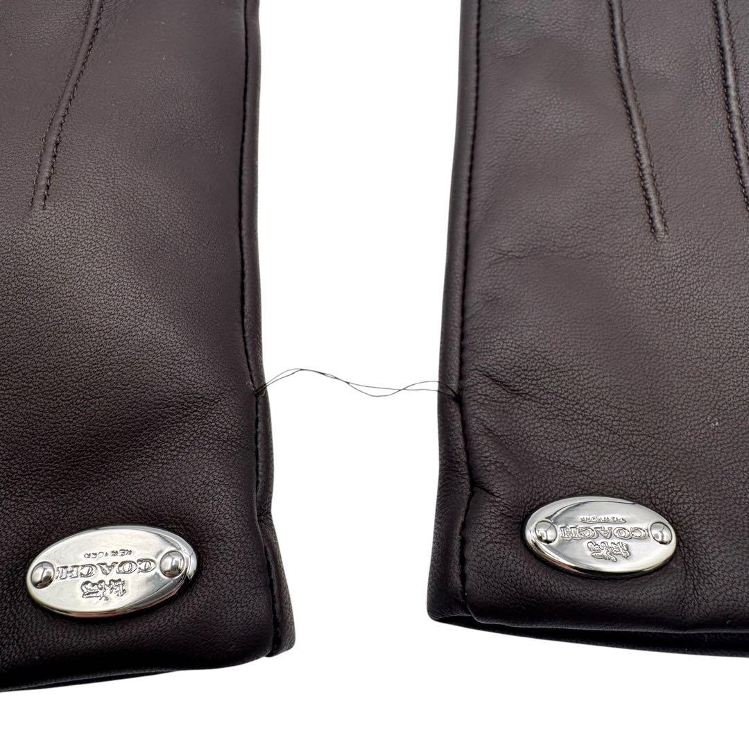 COACH コーチ leather gloves 革手袋 ダークブラウン