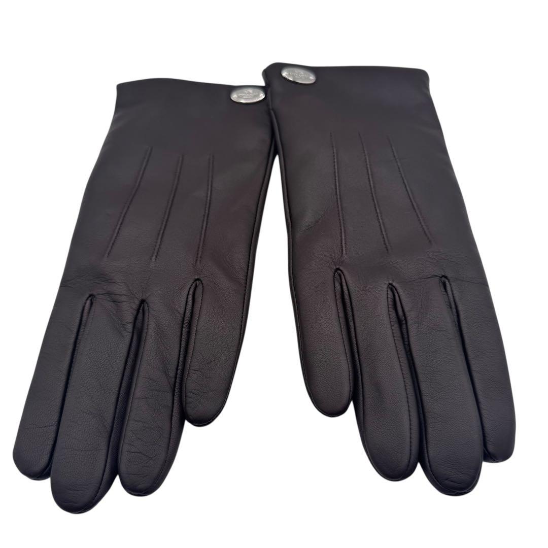 COACH コーチ leather gloves 革手袋 ダークブラウン