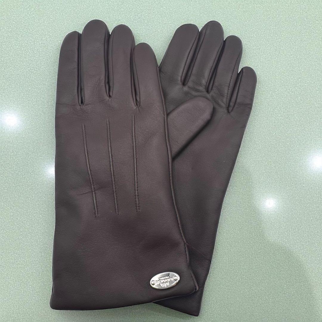 COACH コーチ leather gloves 革手袋 ダークブラウン