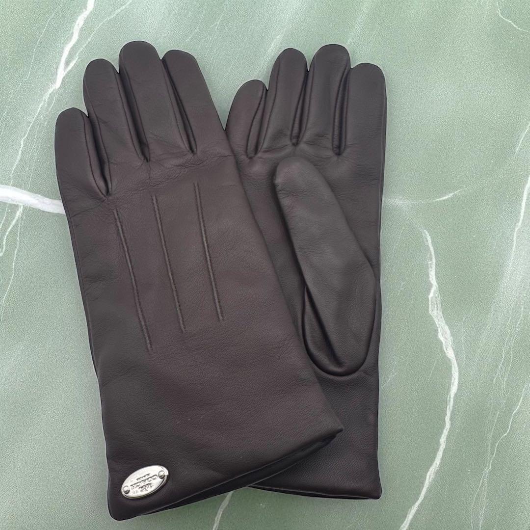 COACH コーチ leather gloves 革手袋 ダークブラウン