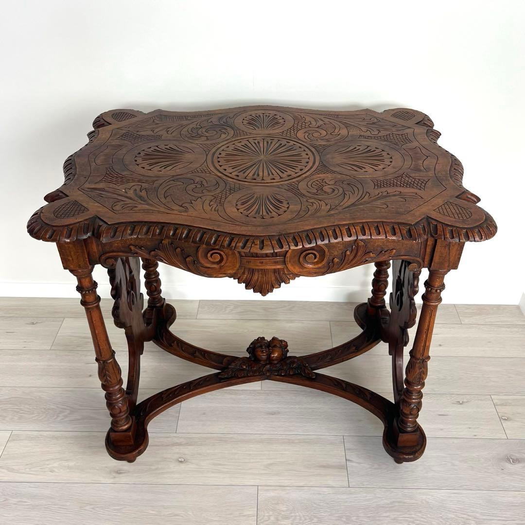 デスク　テーブル　英国　ヨーロッパアンティーク家具　フランス　木製　エンジェル