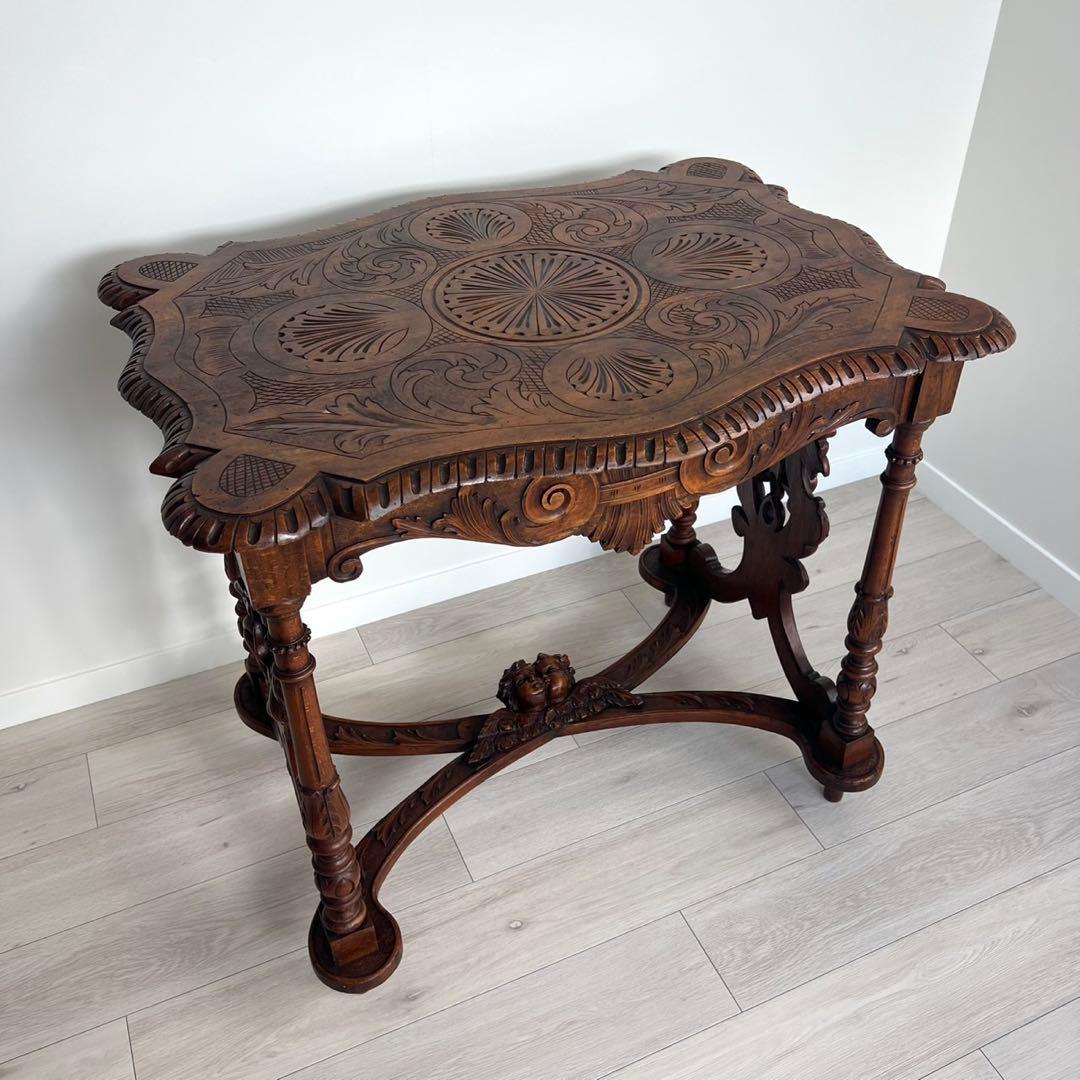 デスク　テーブル　英国　ヨーロッパアンティーク家具　フランス　木製　エンジェル