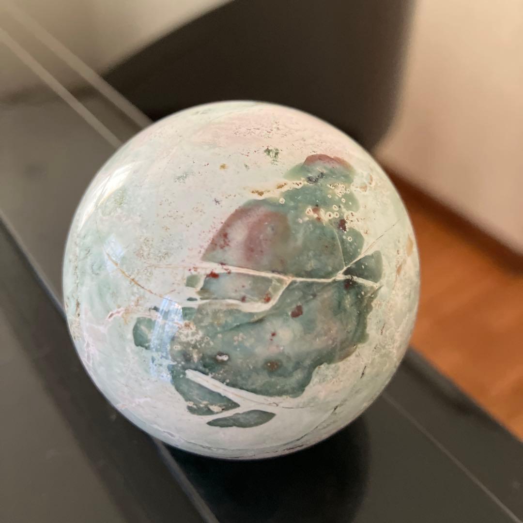 g'sさま専用ユニコーンジャスパーシリカ　スフィア　天然石置物　D147