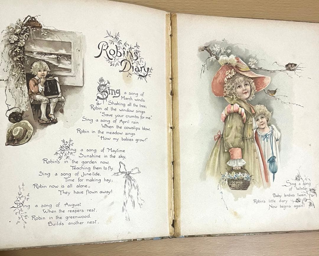 No352 希少 古書 洋書 絵本 児童書　アンティーク　ビクトリア　詩集　童謡