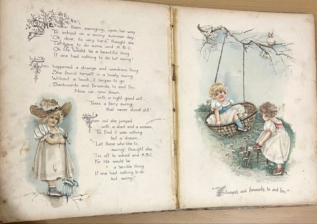 No352 希少 古書 洋書 絵本 児童書　アンティーク　ビクトリア　詩集　童謡