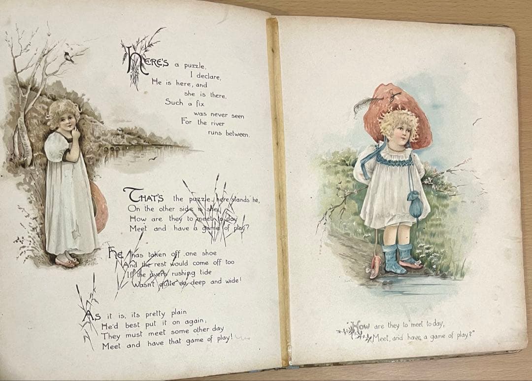 No352 希少 古書 洋書 絵本 児童書　アンティーク　ビクトリア　詩集　童謡