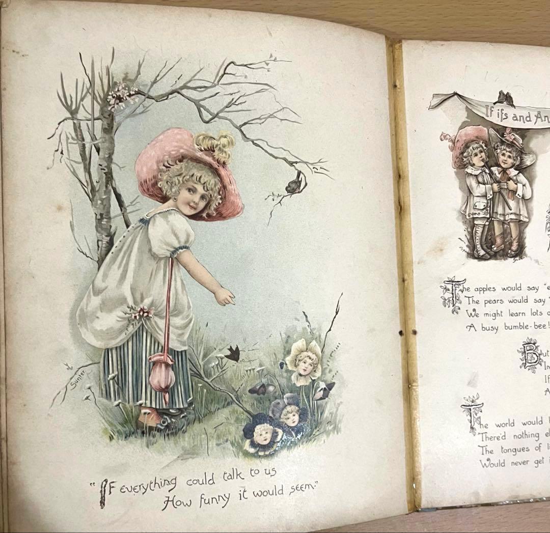 No352 希少 古書 洋書 絵本 児童書　アンティーク　ビクトリア　詩集　童謡