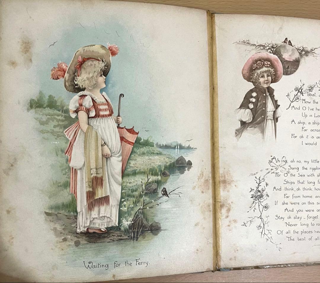 No352 希少 古書 洋書 絵本 児童書　アンティーク　ビクトリア　詩集　童謡