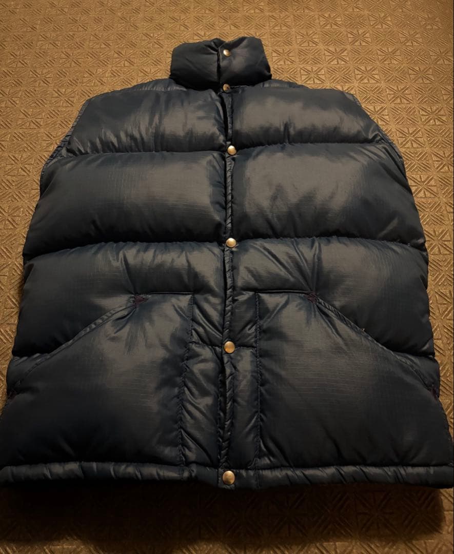 70s USA製 ノースフェイス 初期 茶タグ ダウン ベスト ネイビー S