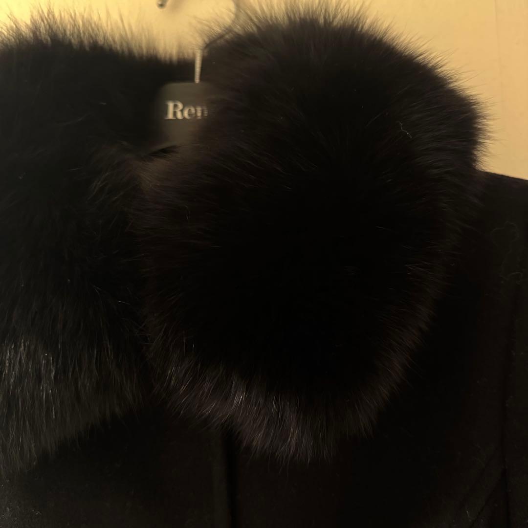 Rene ファー ベルテッドコート ブラック 美シルエット