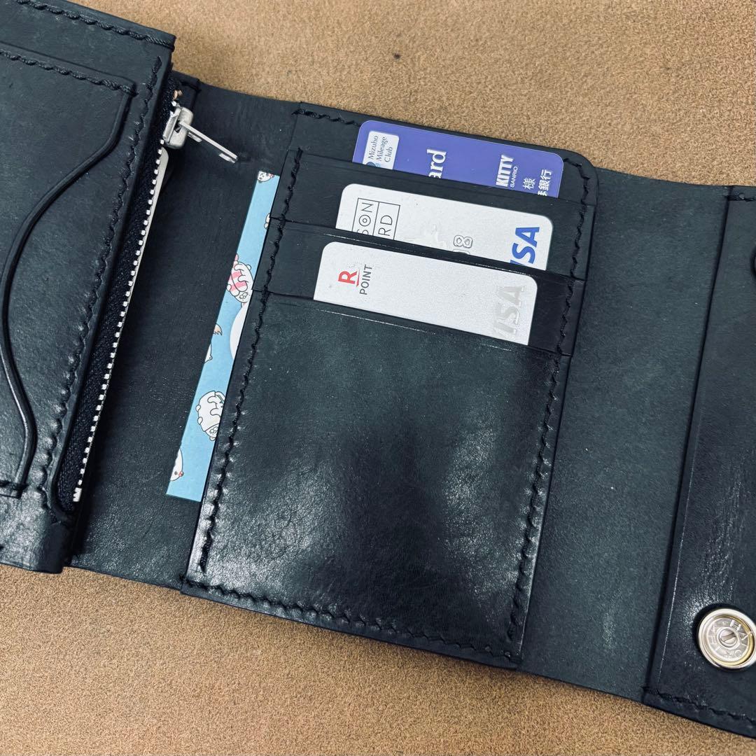 【サンプル特価】トラッカーウォレット　三つ折り財布　黒　IIPONTE