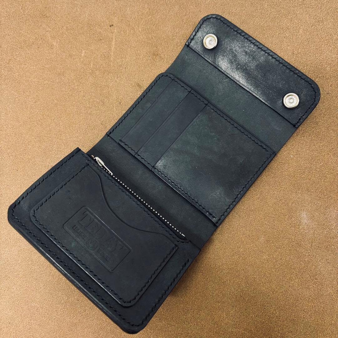 【サンプル特価】トラッカーウォレット　三つ折り財布　黒　IIPONTE