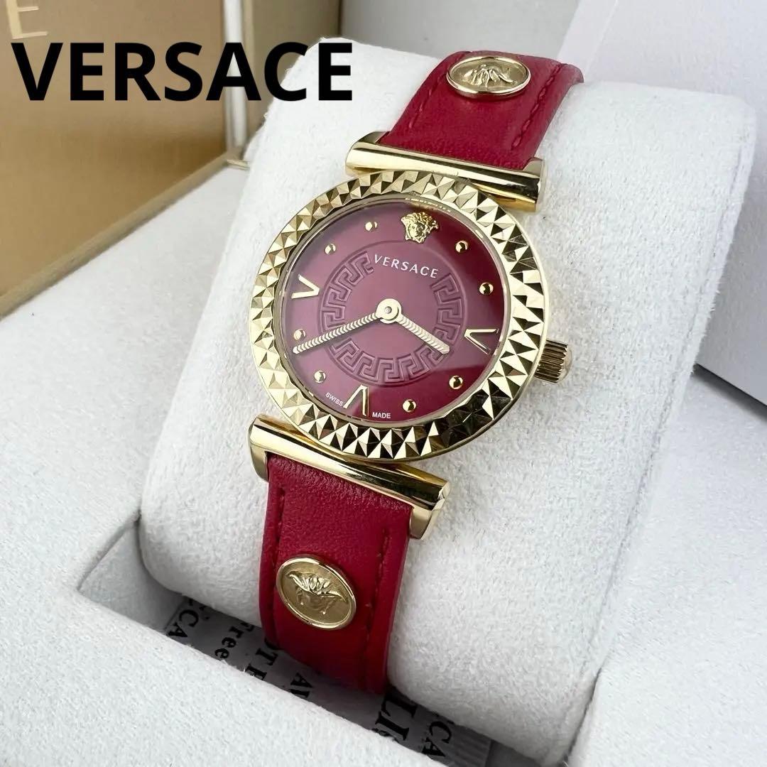 美品✨VERSACE ミニバニティ 腕時計 レッド×ゴールド メデューサ