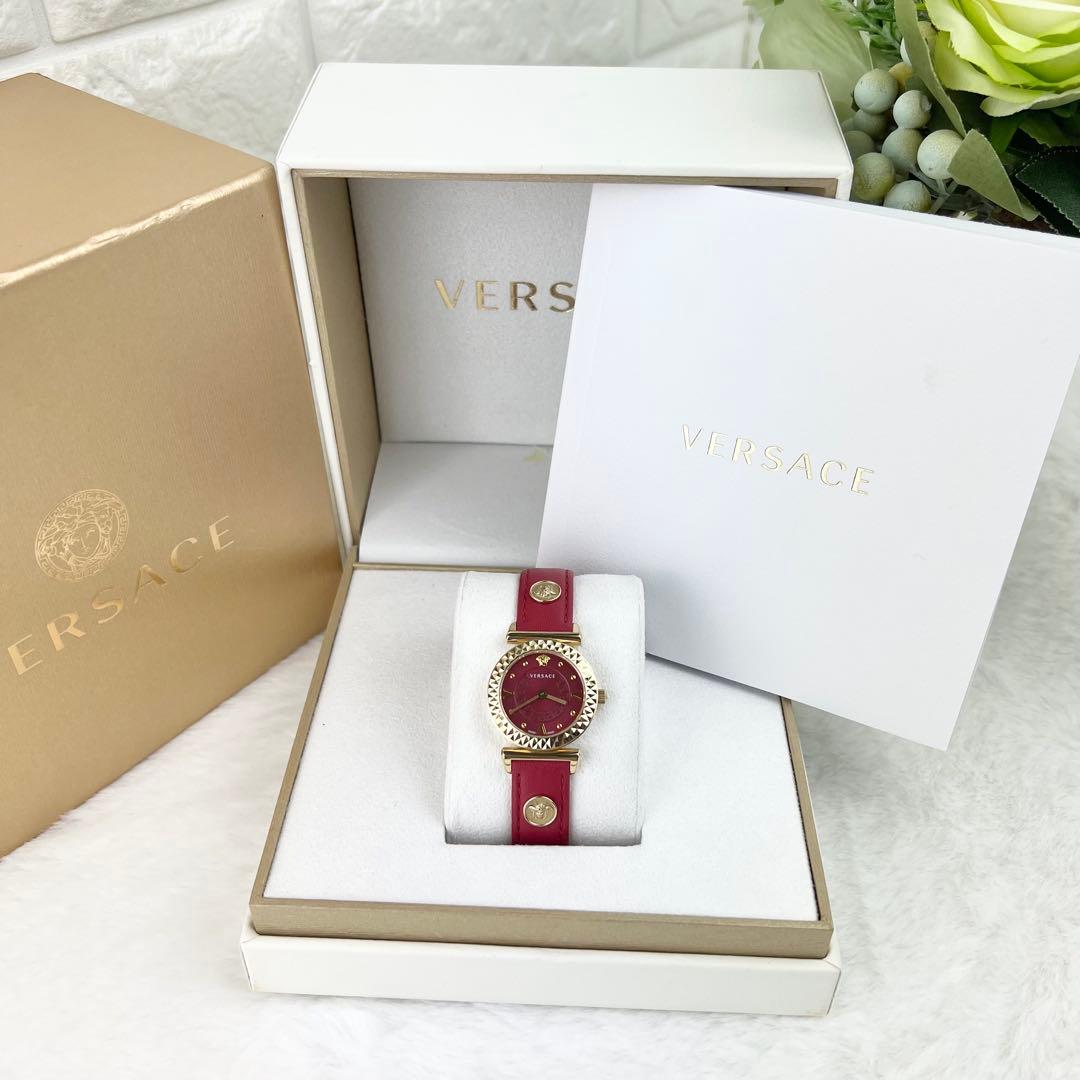 美品✨VERSACE ミニバニティ 腕時計 レッド×ゴールド メデューサ