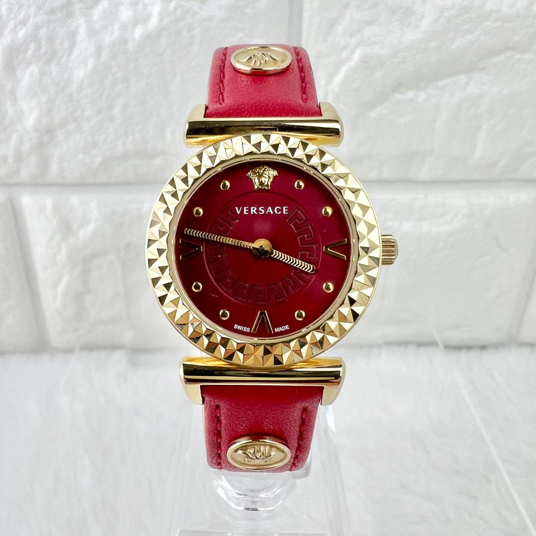 美品✨VERSACE ミニバニティ 腕時計 レッド×ゴールド メデューサ