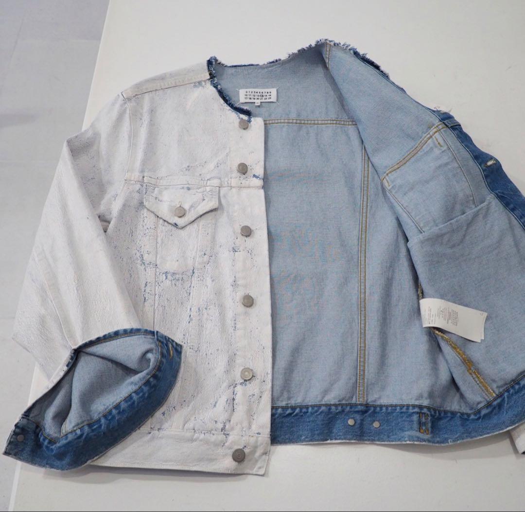 定価18万 メゾンマルジェラ 21aw ペンキ デニム ジャケット 白46