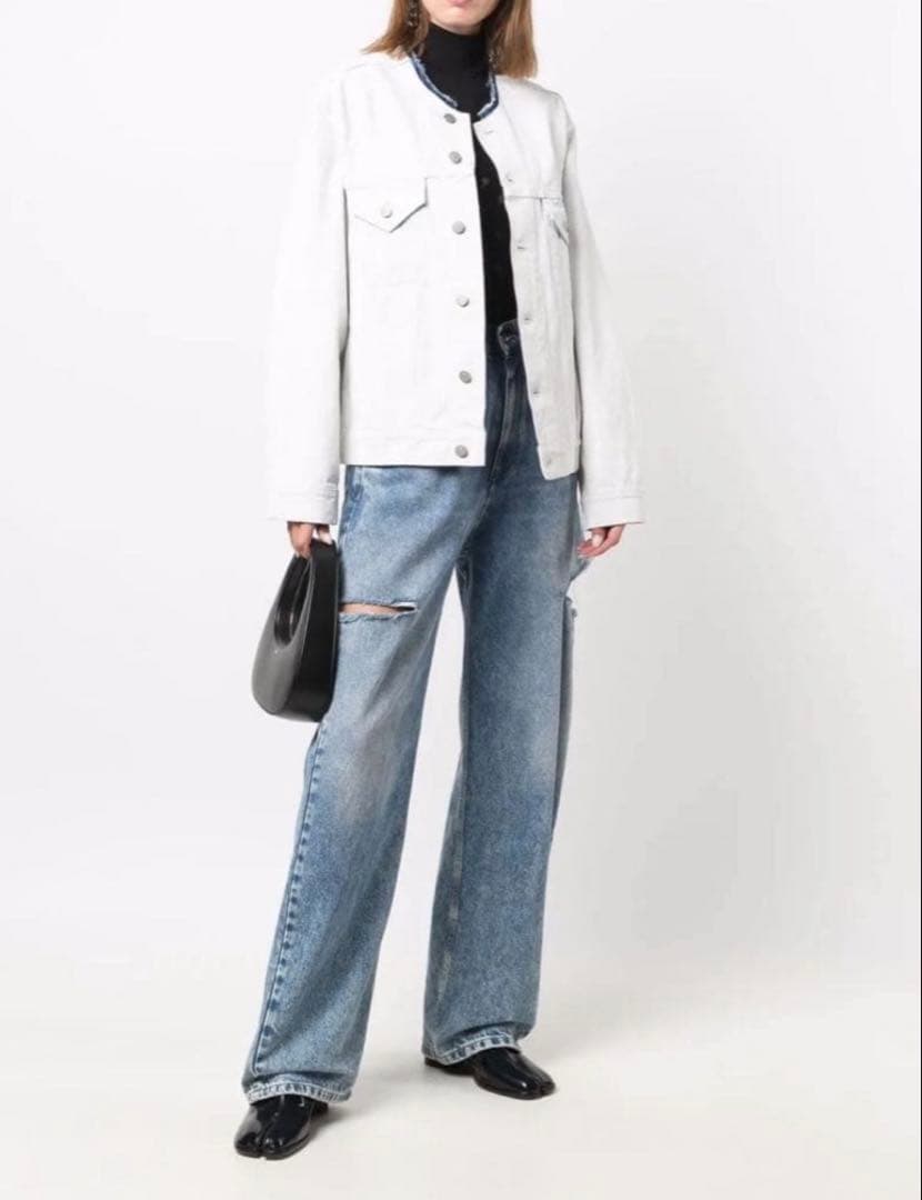 定価18万 メゾンマルジェラ 21aw ペンキ デニム ジャケット 白46