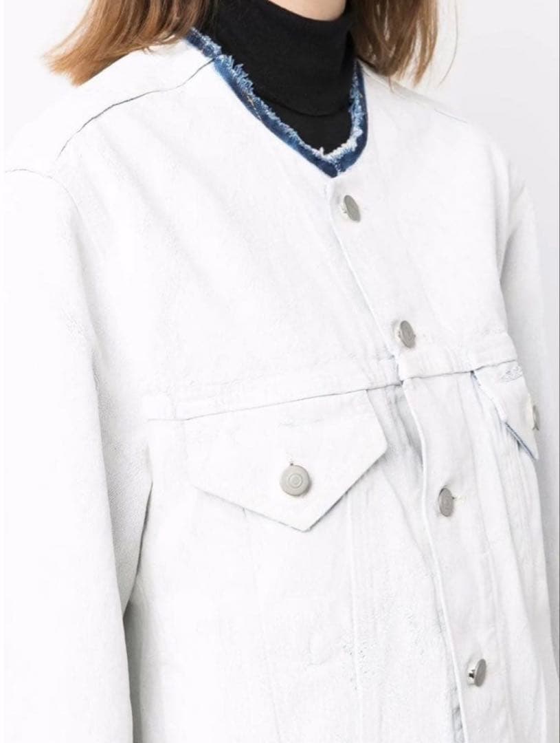 定価18万 メゾンマルジェラ 21aw ペンキ デニム ジャケット 白46