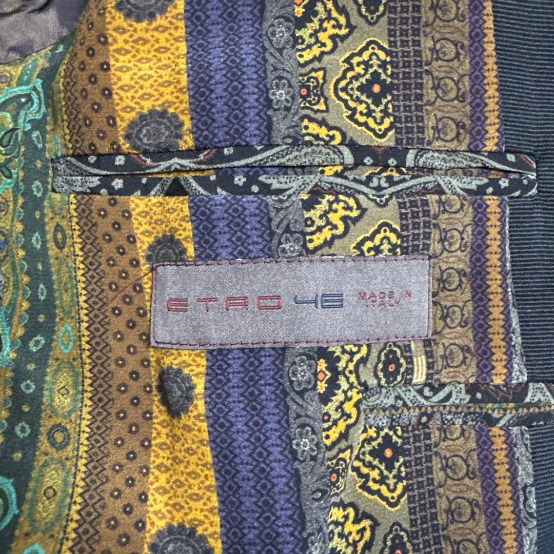 ETRO ダークグリーン 花柄 テーラードジャケット 46